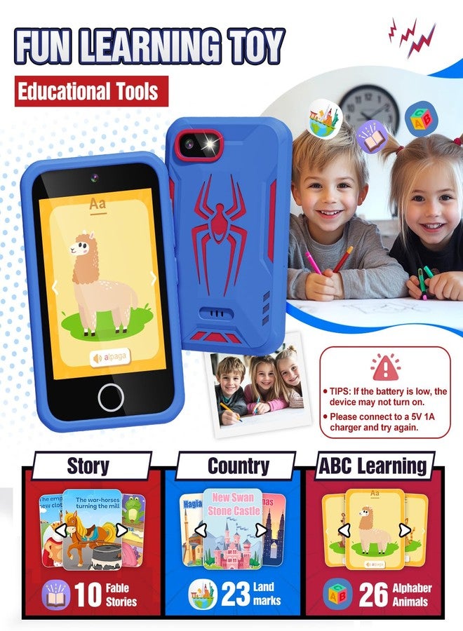 Lizzbey Kids Smart Phone, Spider Toys Phone for Boys 3 4 5 6 7 8 Years Old, Dual Camera, 3.5'' Touchscreen Kid Phones, Educational Toy for Toddler Kids Christmas Birthday Gifts, ABC Learning, Habit Tracker - Image 3